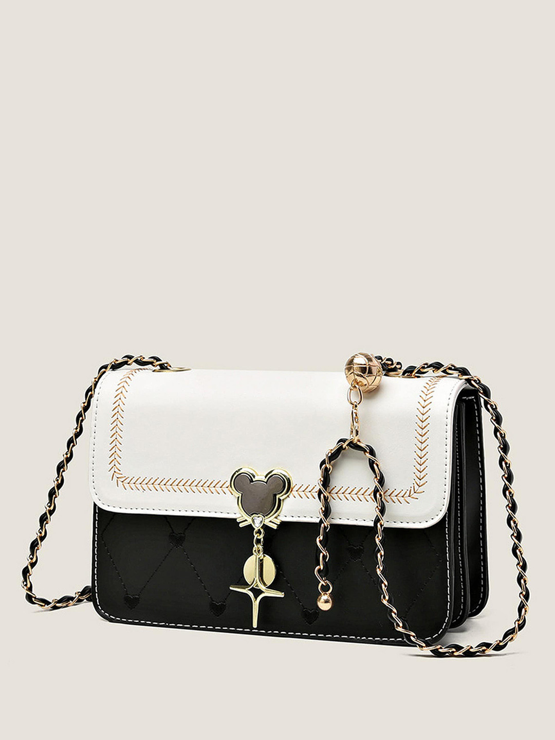 Diva Dale Colourblocked Embellished Structured Sling Bag