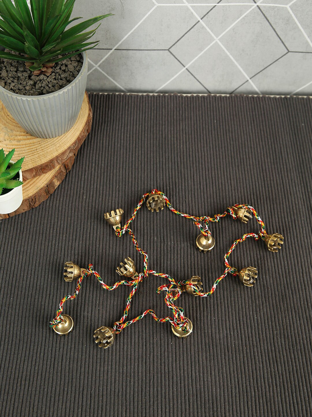 Imli Street Gold Toned & Red Thread With Brass Decorative Bell Mandir Wind Chime