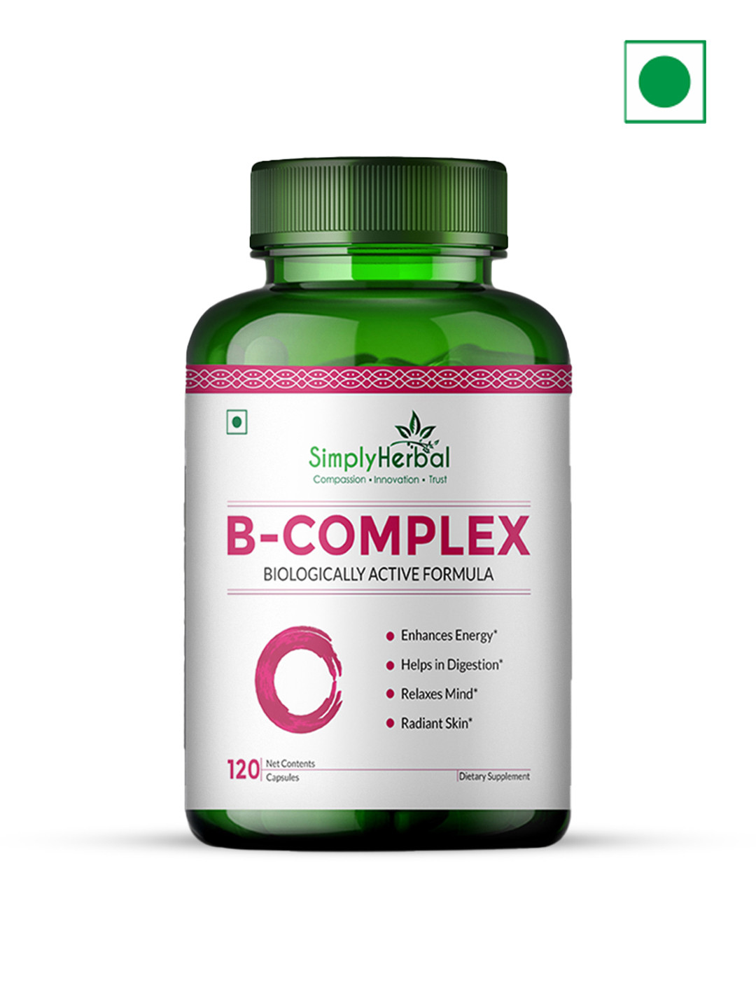 Simply Herbal B-Complex Capsules with Vitamin B - 120 Capsules