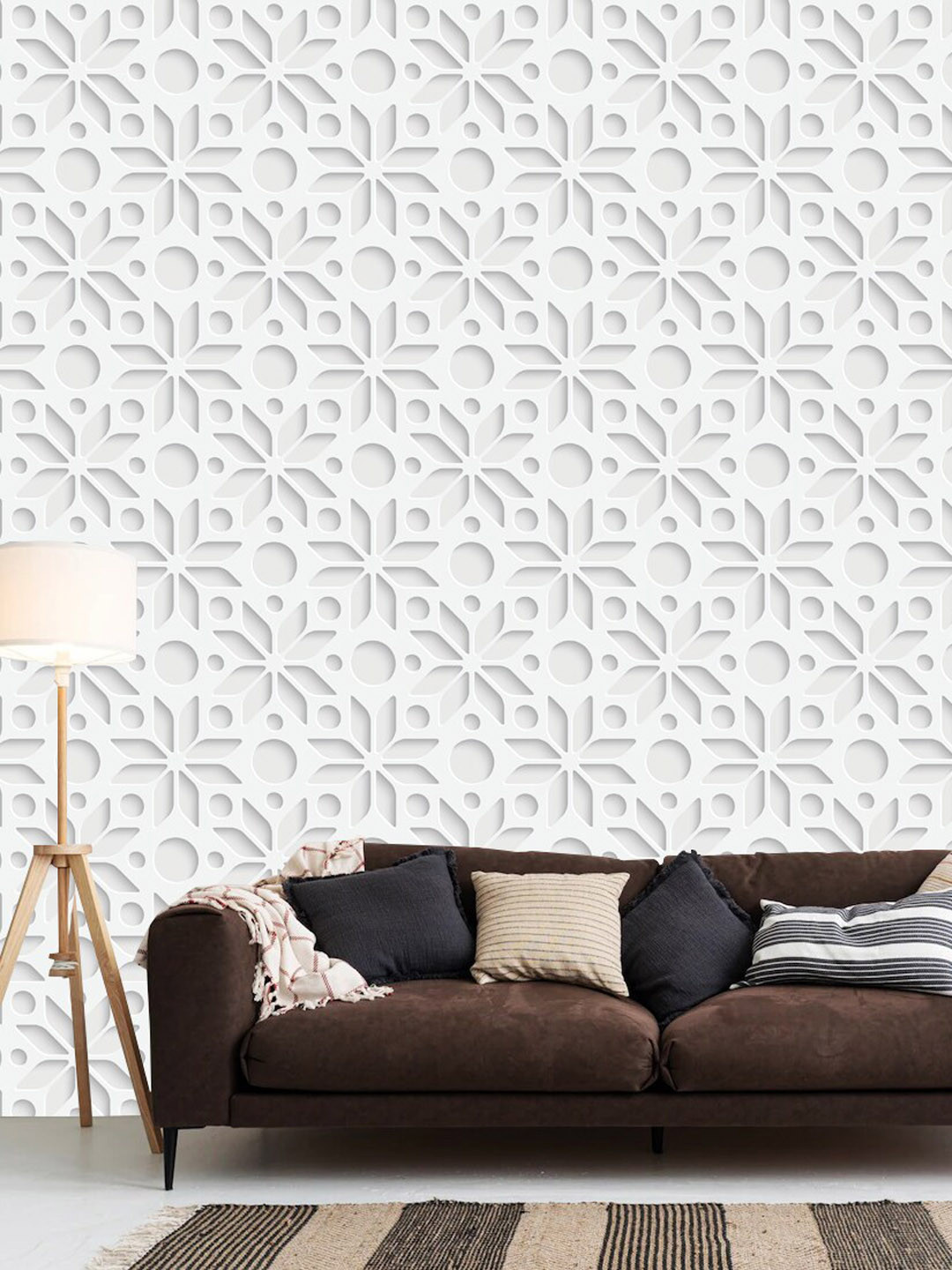 WallDaddy White Jayamiti Design Self Adhesive Wallpaper