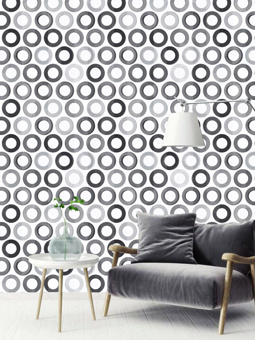 WallDaddy White Circle Design Self Adhesive Wallpaper For Wall