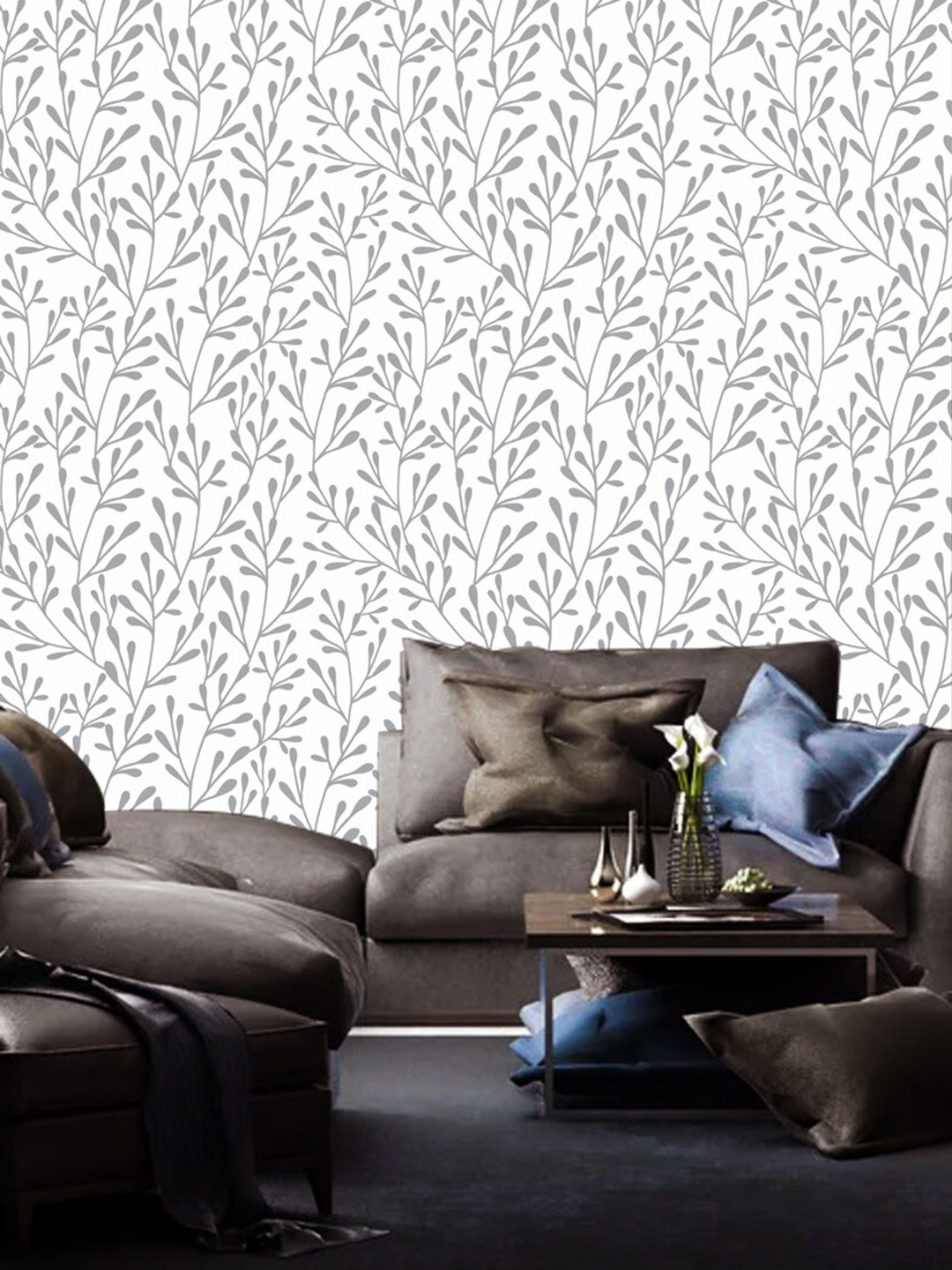 WallDaddy White Self Kaliya Design Adhesive Wallpaper For Wall