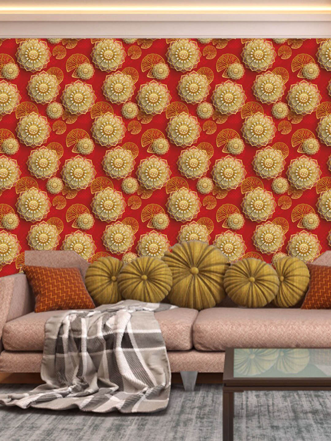 WallDaddy Red & Brown Self Adhesive Wallpaper