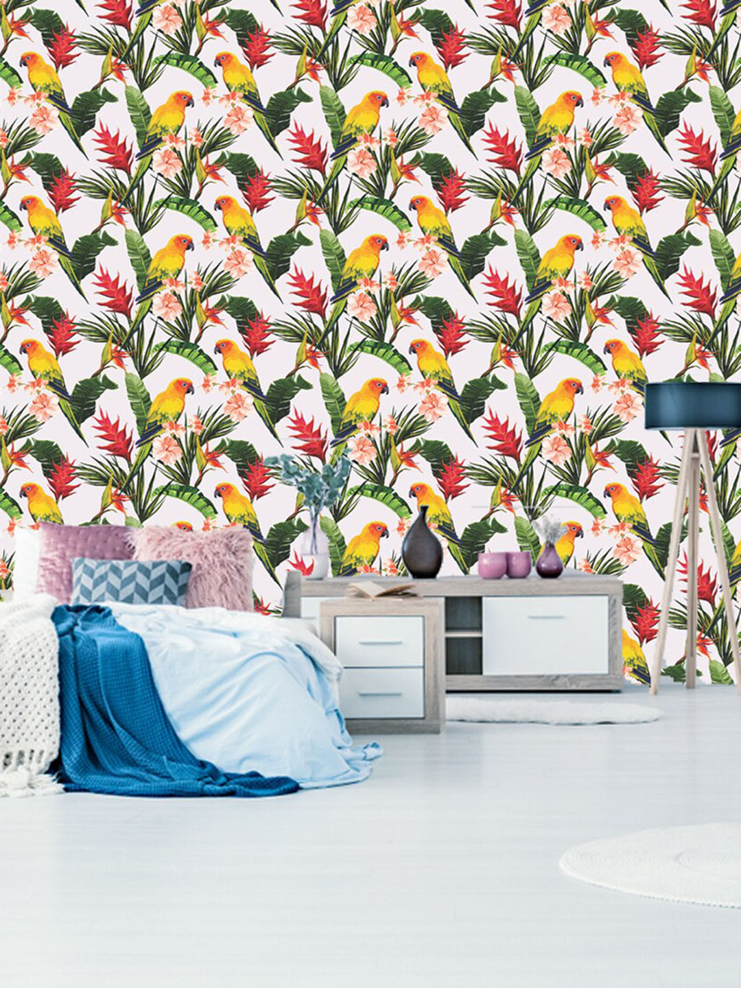 WallDaddy Green & White Self Adhesive Wallpaper