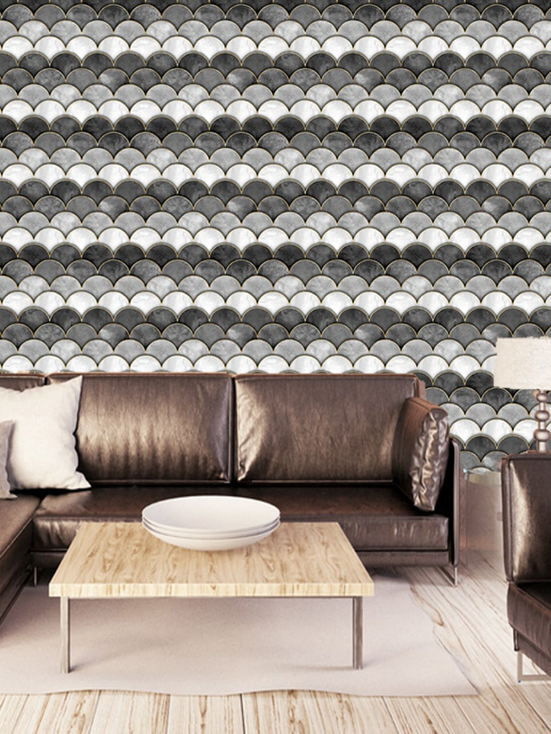 WallDaddy Grey & White Self Adhesive Wallpaper