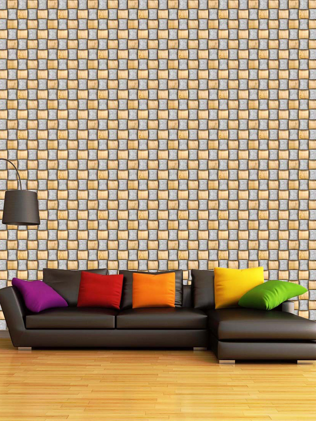 WallDaddy Beige Shatranj Design Self Adhesive Wallpaper
