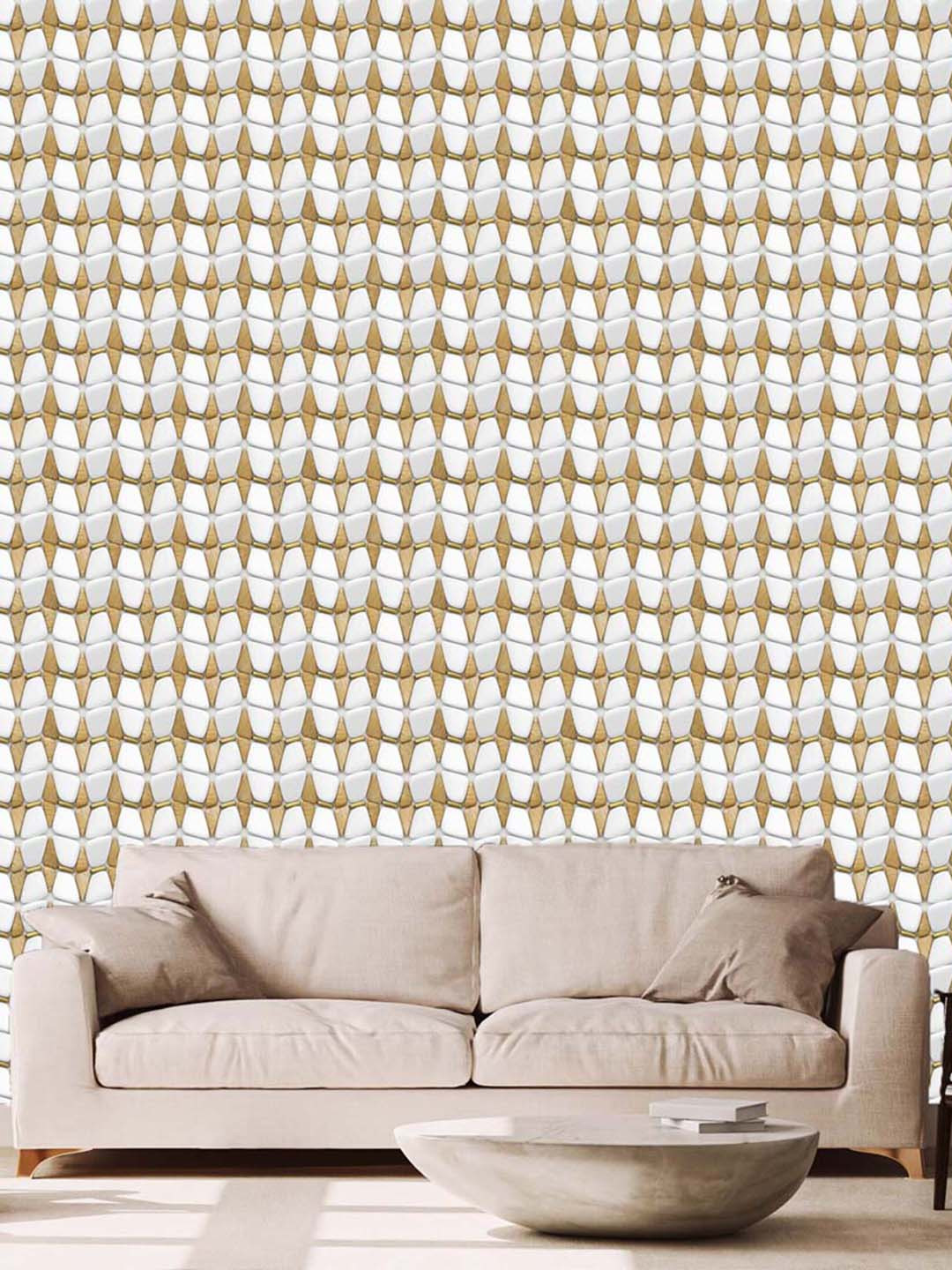 WallDaddy White & Brown Teeth Design Printed Self Adhesive Wall Paper