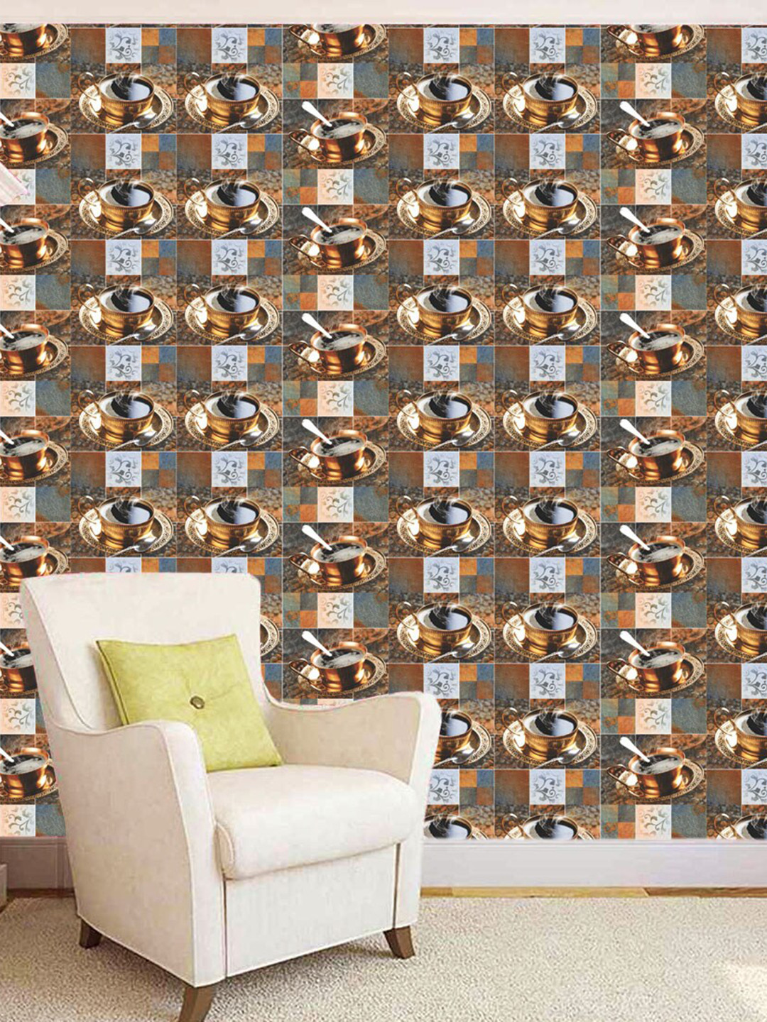WallDaddy Brown Black Tea Printed Wall Paper