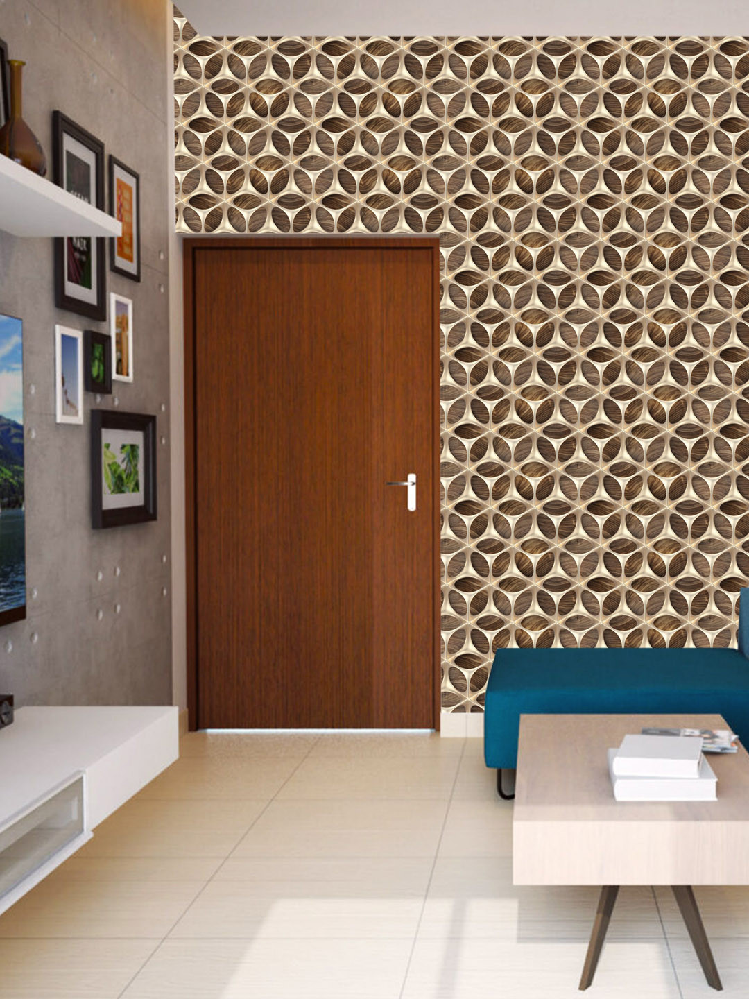 WallDaddy Brown 3D Merc Printed Wall Paper