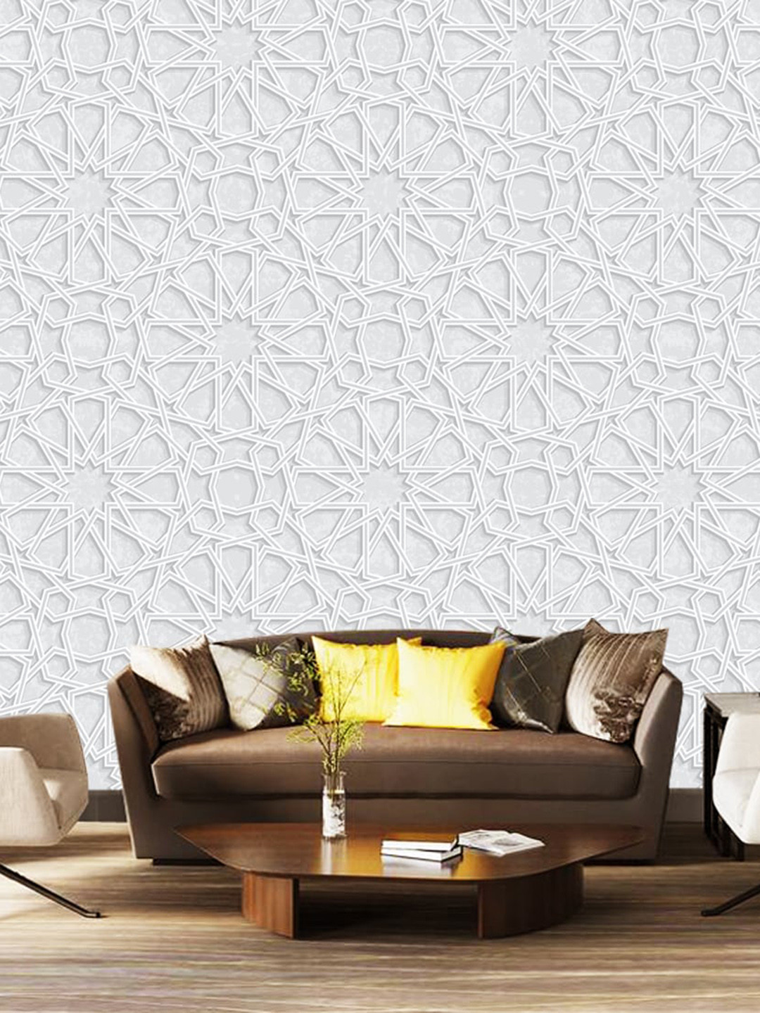 WallDaddy White Jhhag Jali Design Self Adhesive Wallpaper