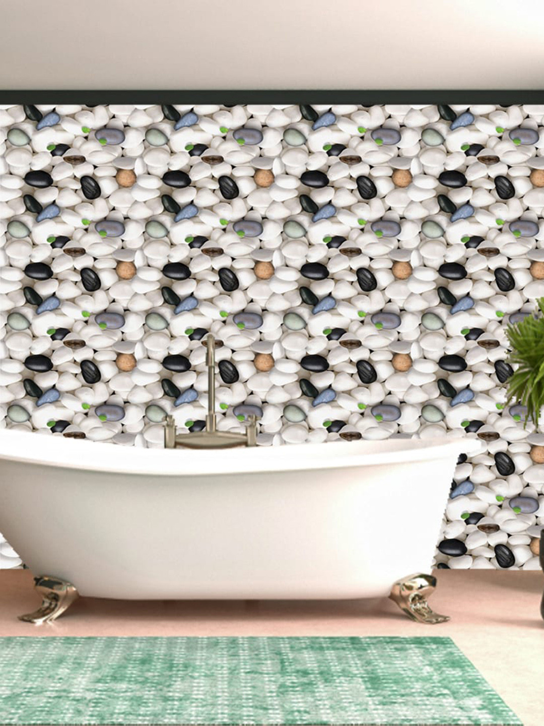 WallDaddy White & Black Marble Design Self Adhesive Wallpaper