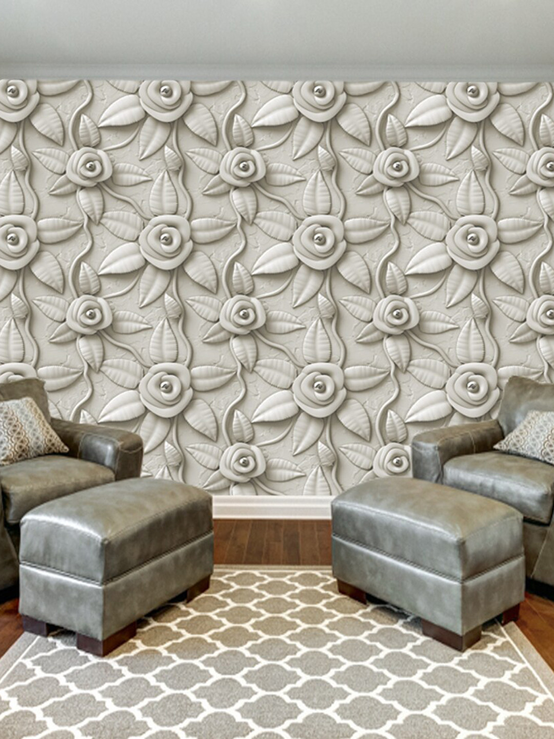 WallDaddy Off White Rose Design Self Adhesive Wallpaper