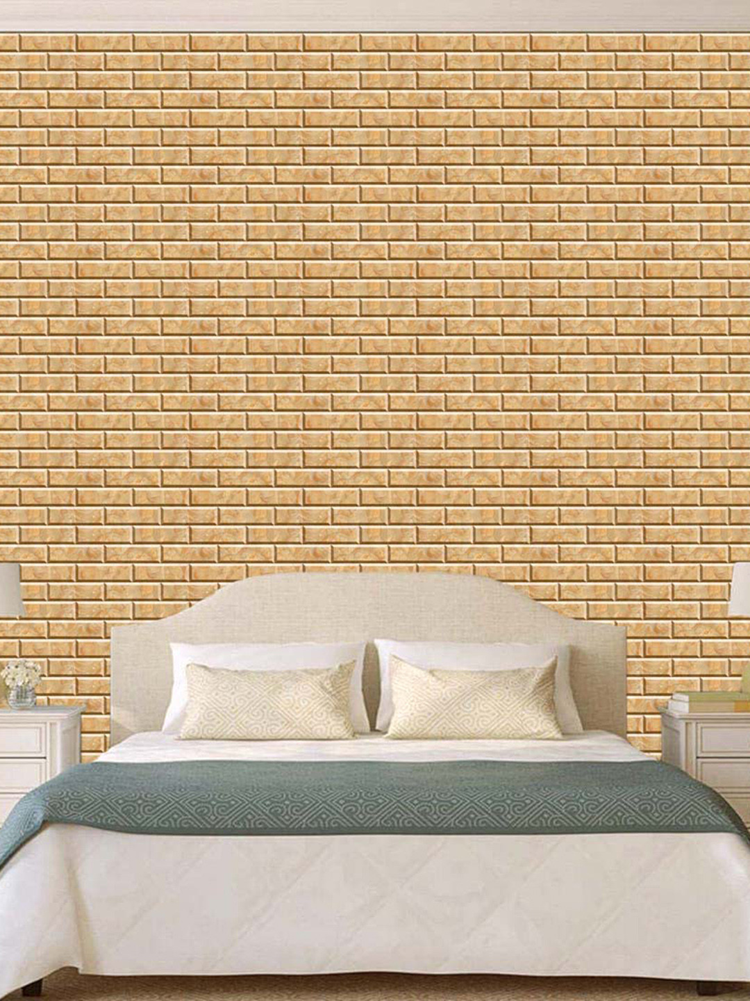 WallDaddy Beige Brick-Printed Waterproof Self Adhesive Wallpaper