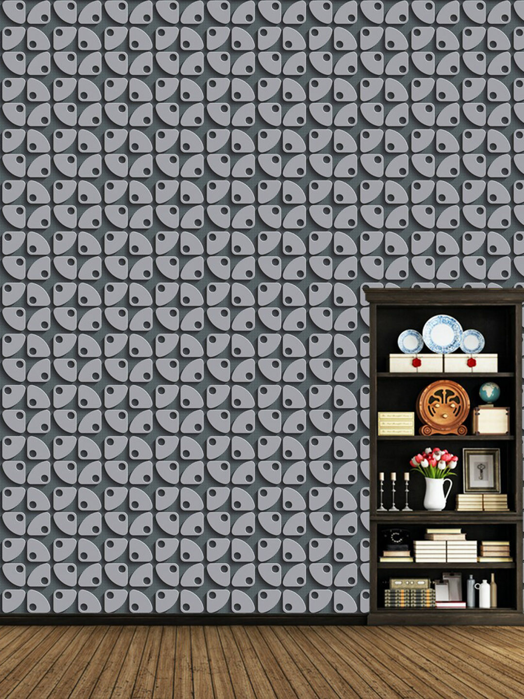 WallDaddy Grey Chumbak Printed Self Adhesive Wallpaper