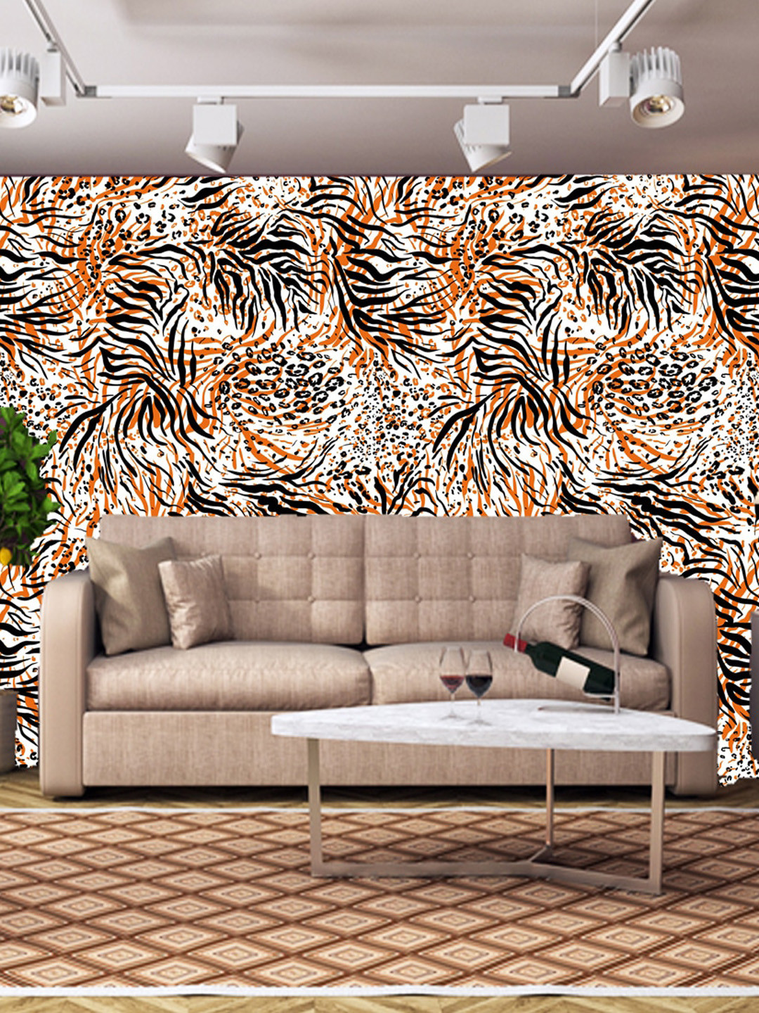 WallDaddy Yellow Tiger Skin Printed Wallpaper