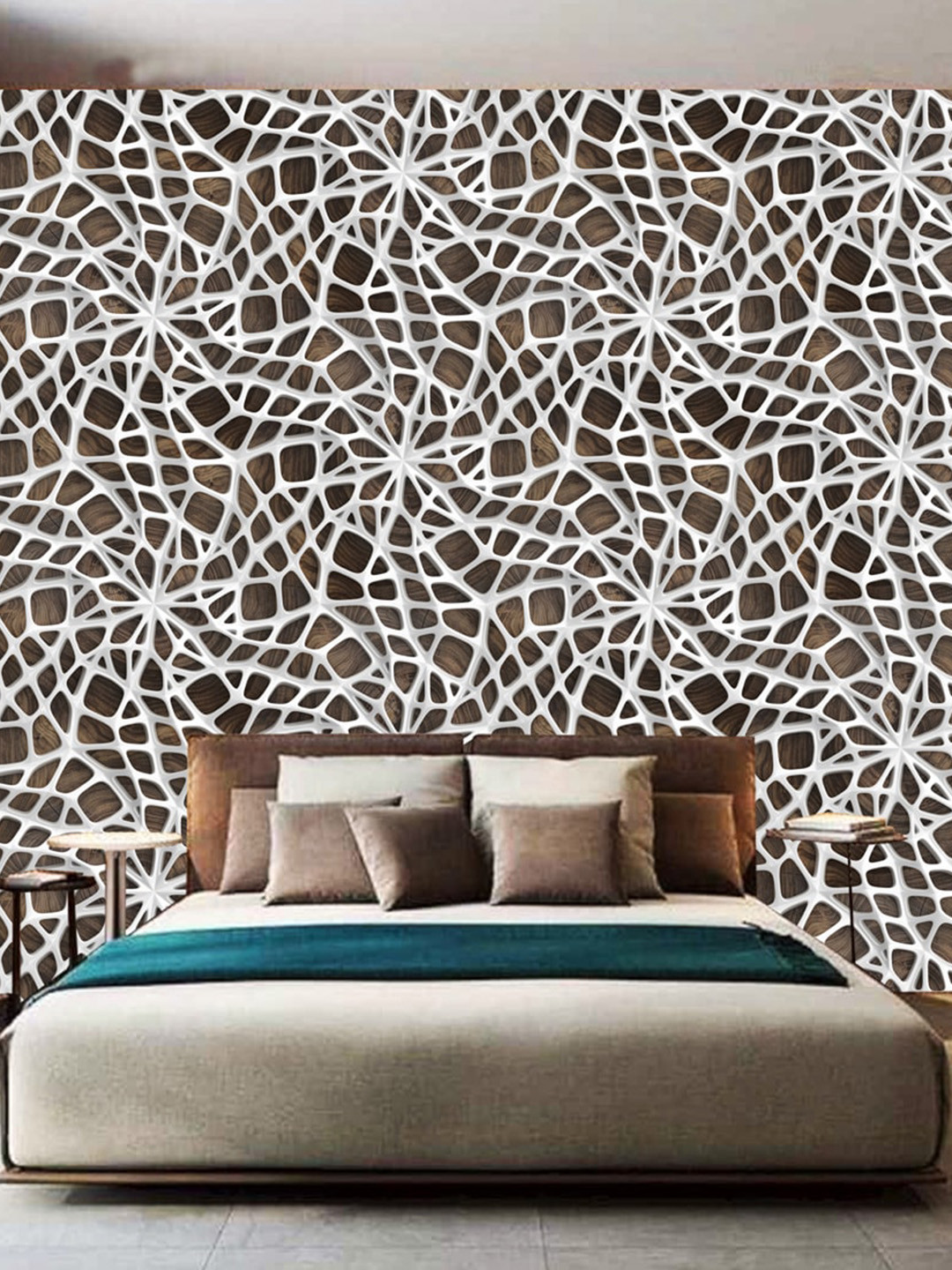 WallDaddy White Spider Trap Printed  Wallpaper