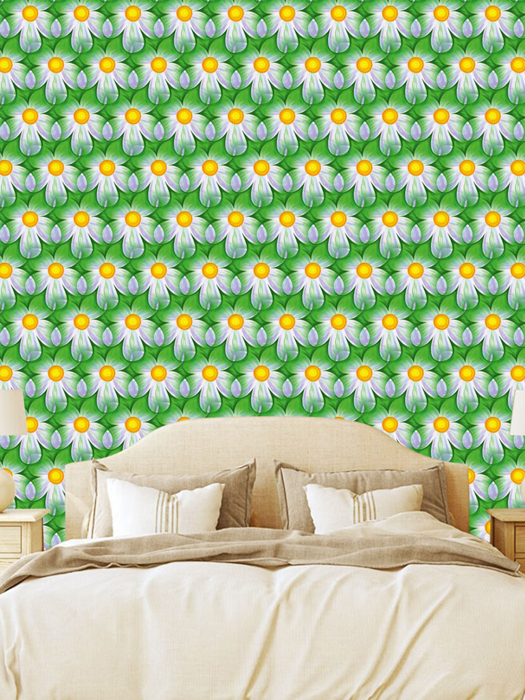 WallDaddy Green BattiFlower Printed Self Adhesive Wallpaper