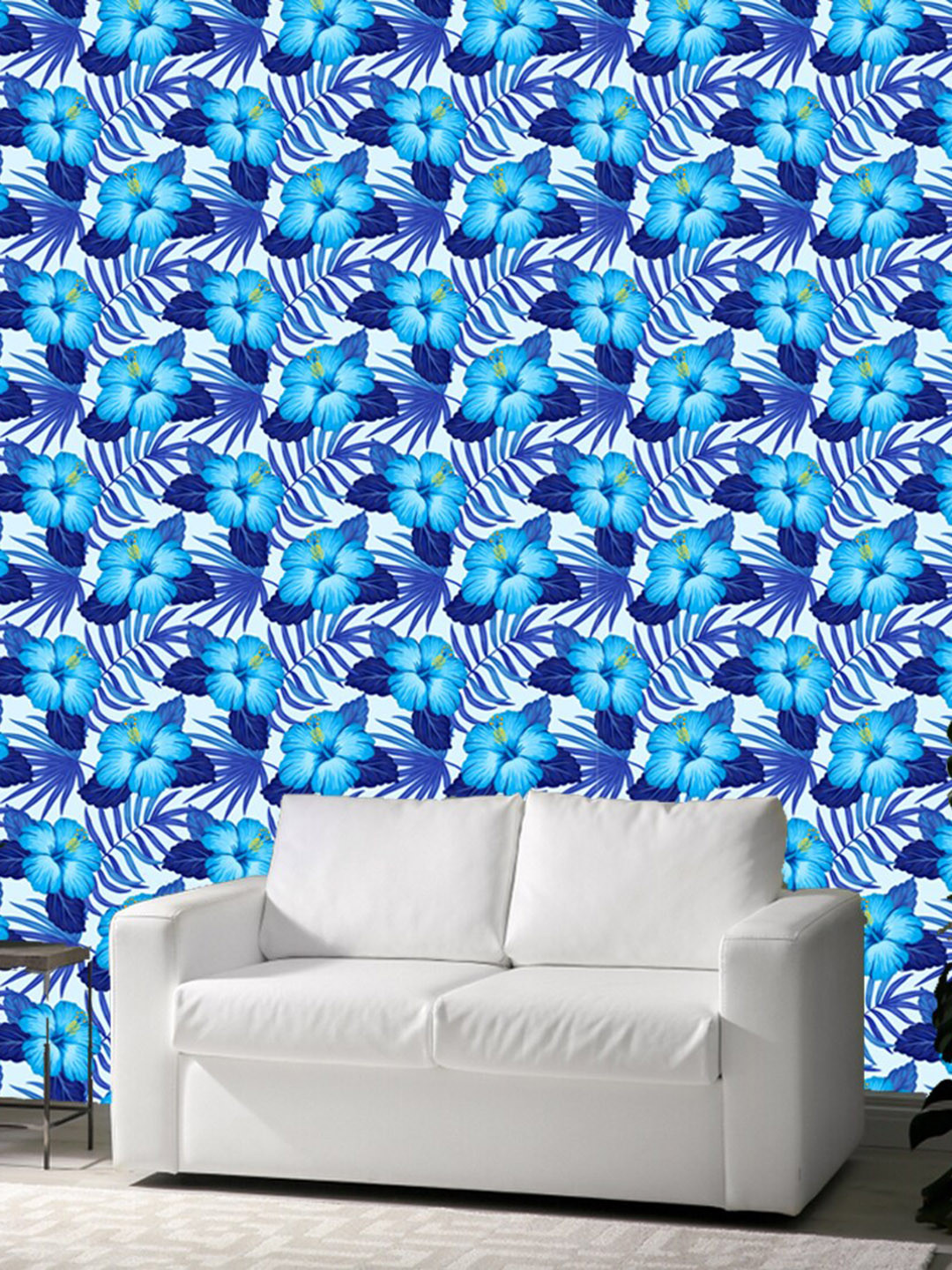 WallDaddy Blue Lilly Printed Self Adhesive Wallpaper
