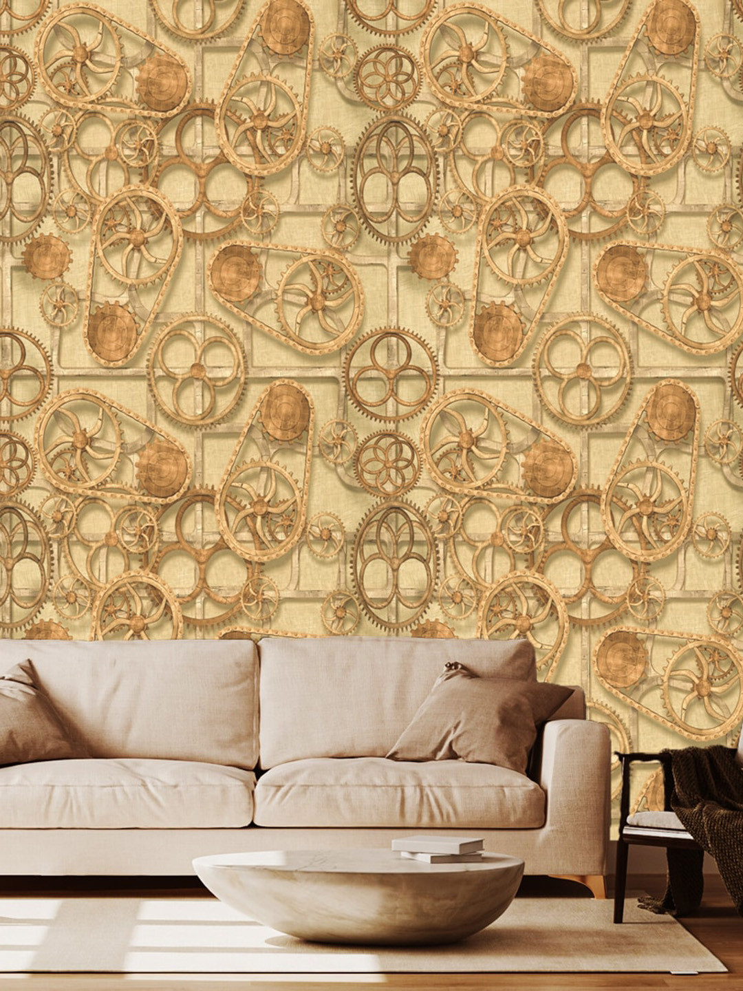 WallDaddy Brown Mechanical Printed Self-Adhesive Wallpaper