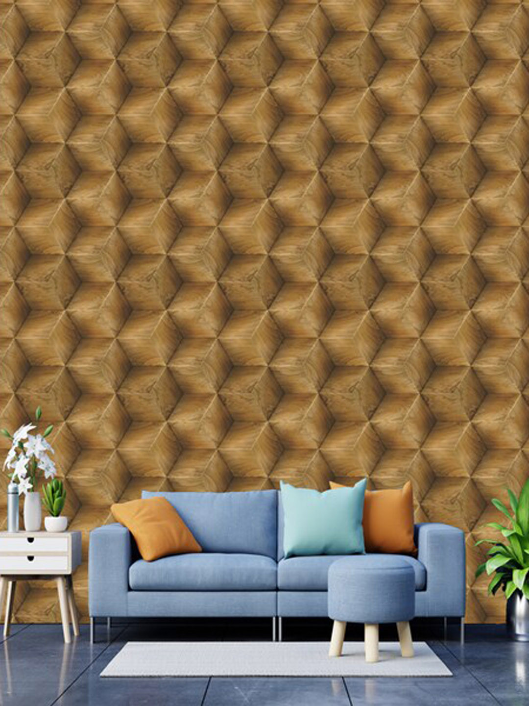 WallDaddy Brown Patisa-Printed Self-Adhesive Wallpaper