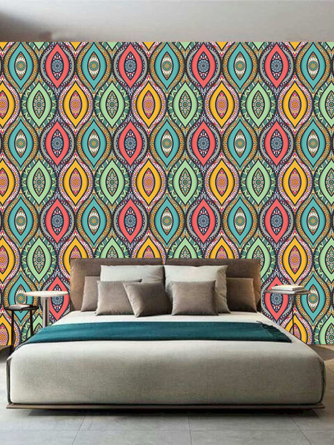 WallDaddy Blue & Green Designer Eye-Printed Self-Adhesive Wallpaper