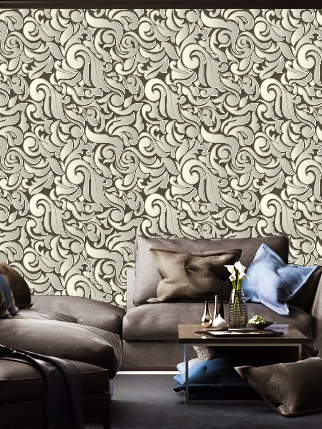 WallDaddy Black & Grey OutLine Design-Printed Self-Adhesive Wallpaper