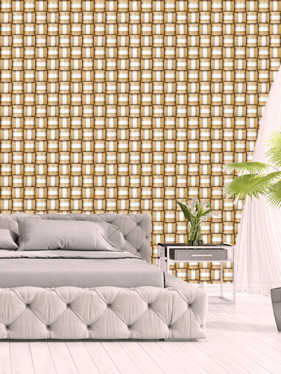 WallDaddy Brown Pattisquare-Printed Self-Adhesive Wallpaper