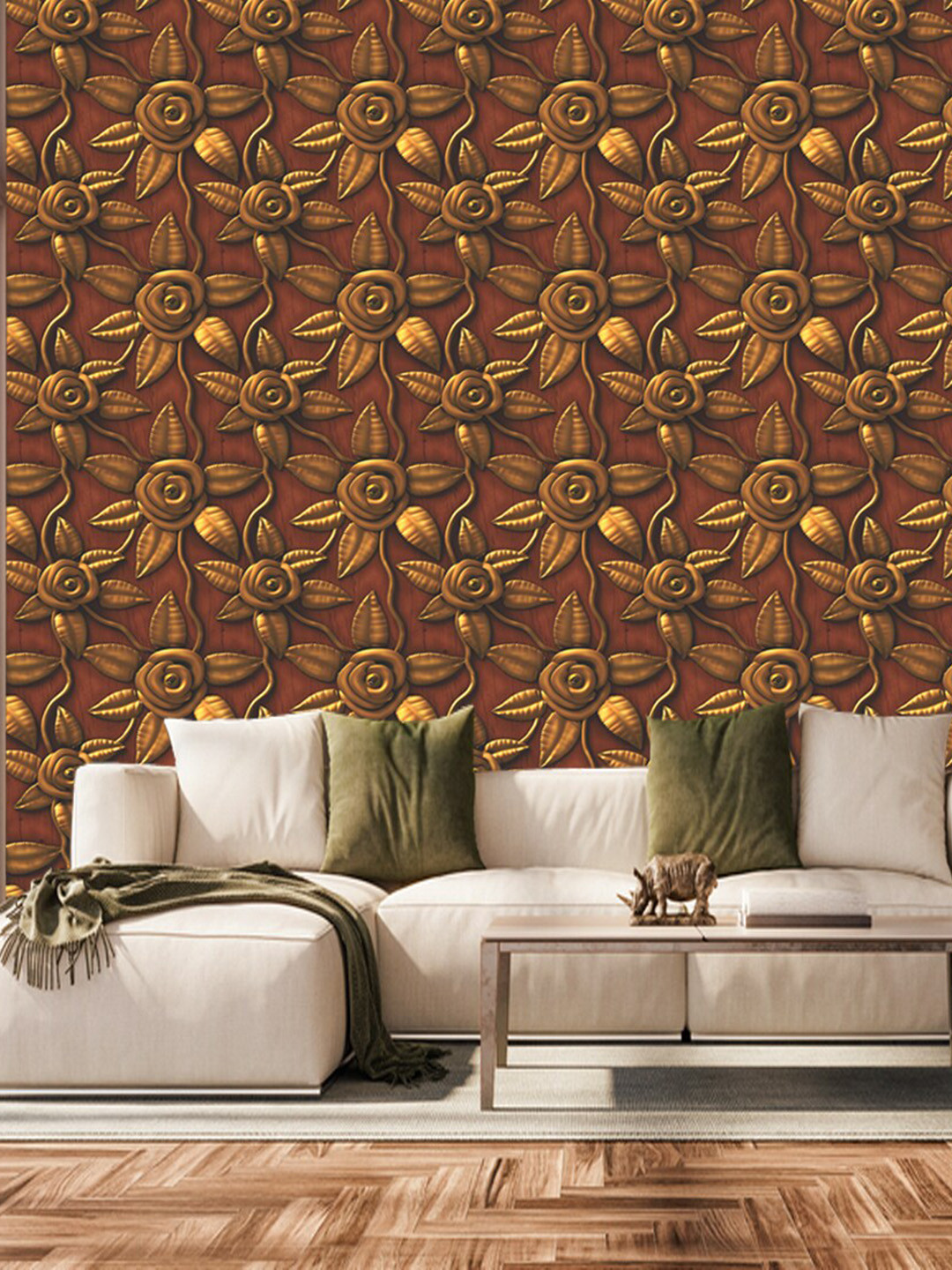 WallDaddy Brown DarkRose-Printed Self-Adhesive Wallpaper