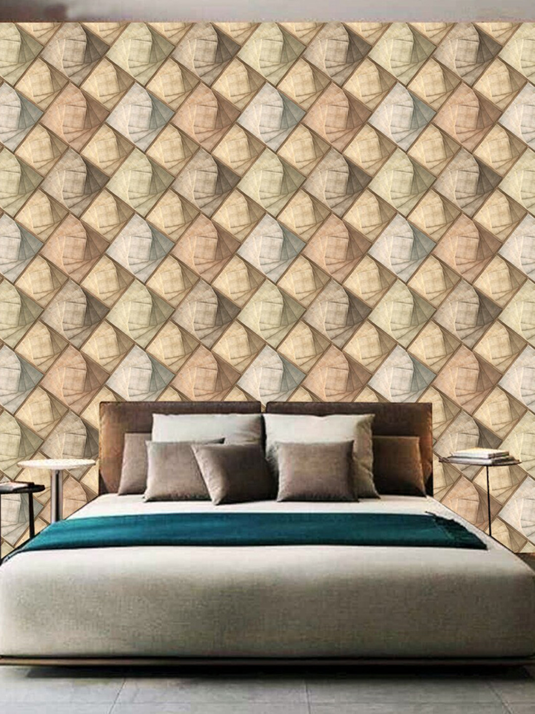 WallDaddy Brown Square Pe Square-Printed Self-Adhesive Wallpaper
