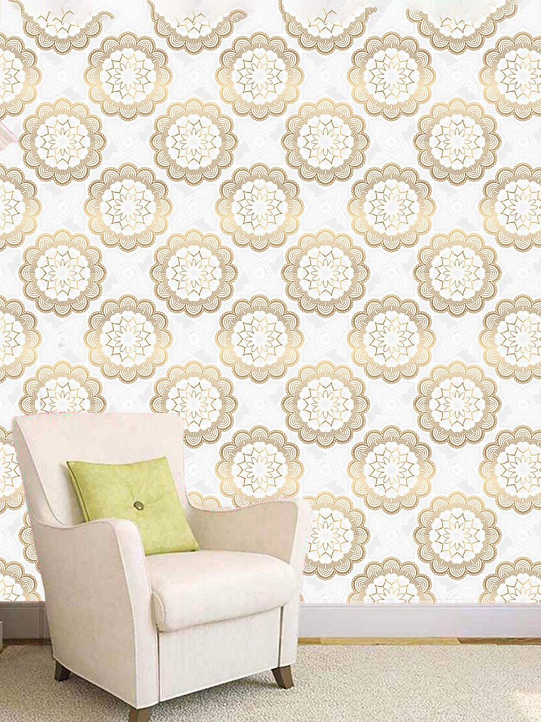 WallDaddy White Floral Designed Self Adhesive Wallpaper