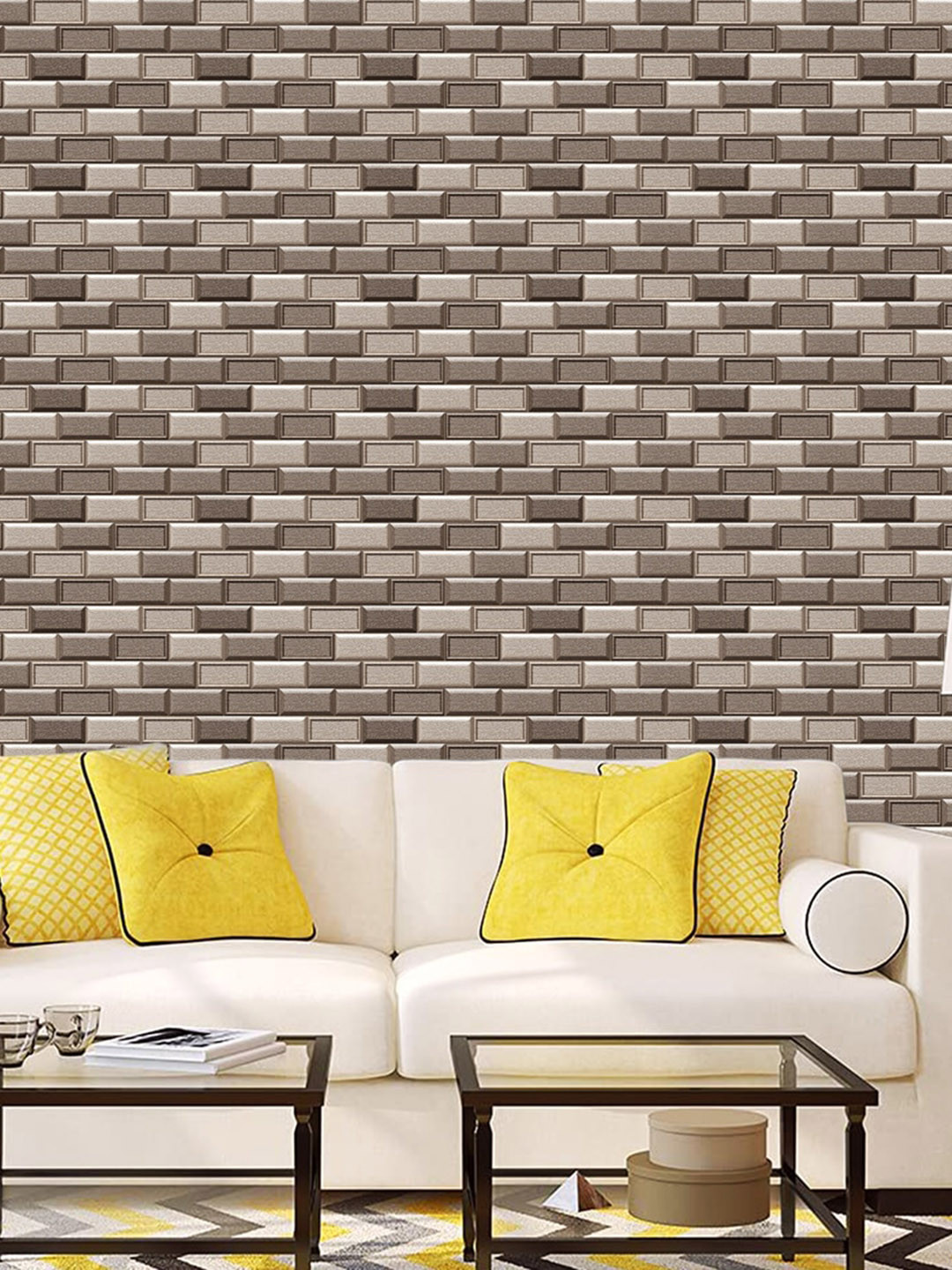 WallDaddy Beige Geometric Designed Self Adhesive Wallpaper