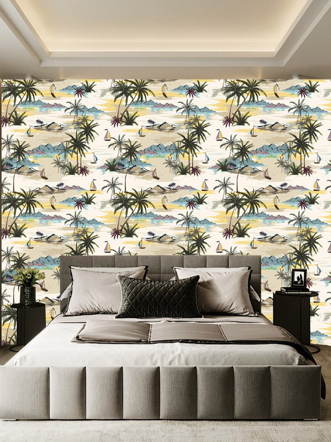 WallDaddy White & Green Self Adhesive Wallpaper