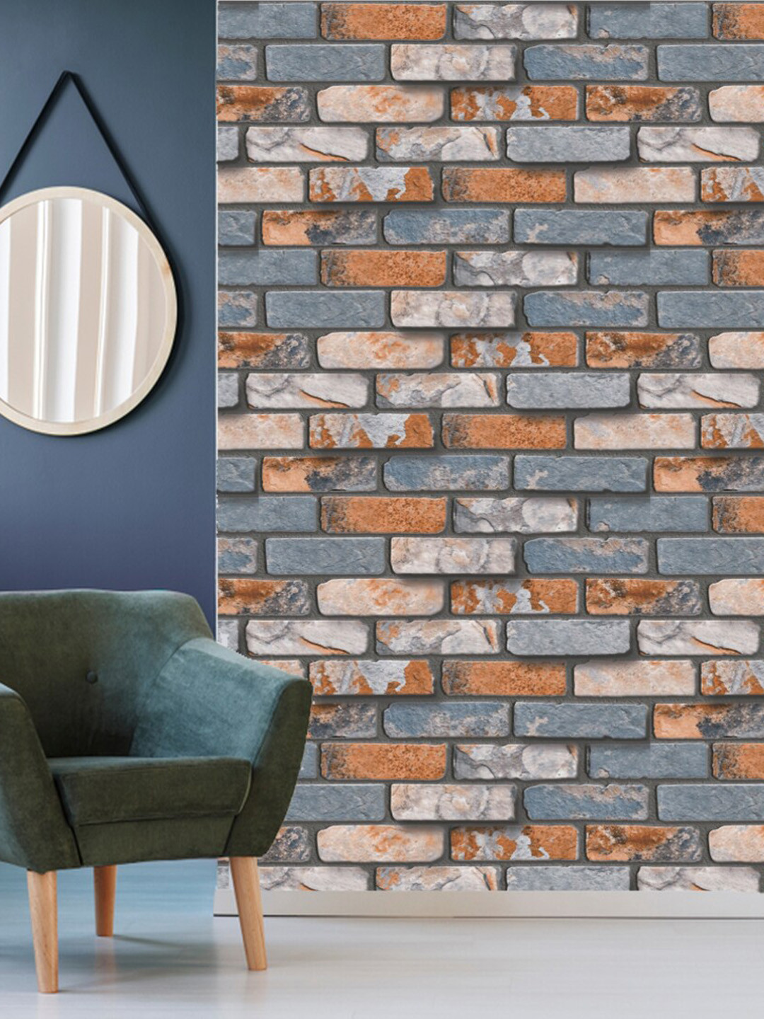 WallDaddy Blue & Red Designed Self Adhesive Wallpaper For Wall