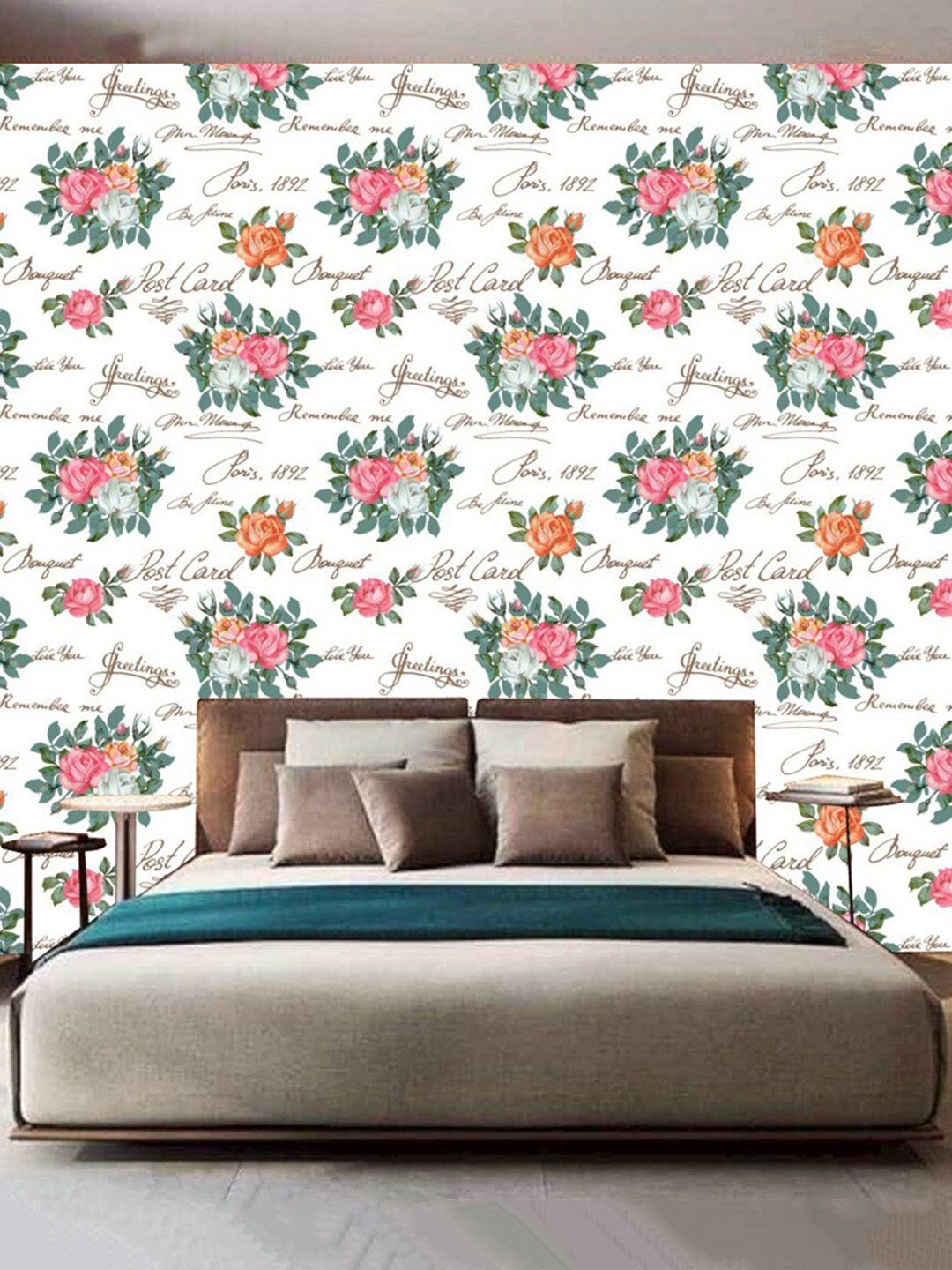 WallDaddy White & Pink Floral Designed Self Adhesive Wallpaper