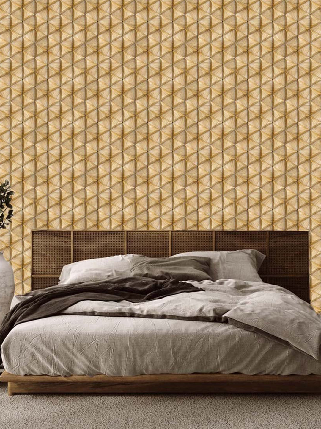 WallDaddy Brown Geometric Designed Self Adhesive Wallpaper For Wall