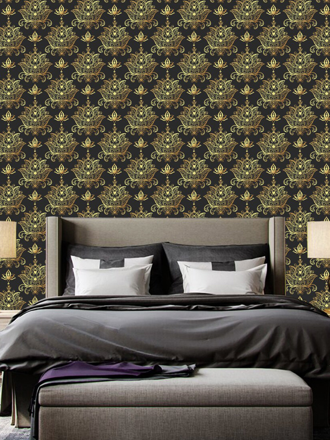 WallDaddy Black & Brown Ethnic Motifs Self Adhesive Wallpaper