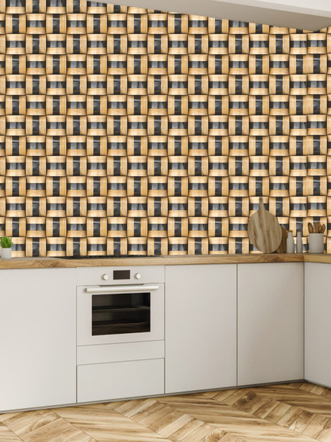WallDaddy Beige & Grey Geometric Design Self Adhesive Wallpaper