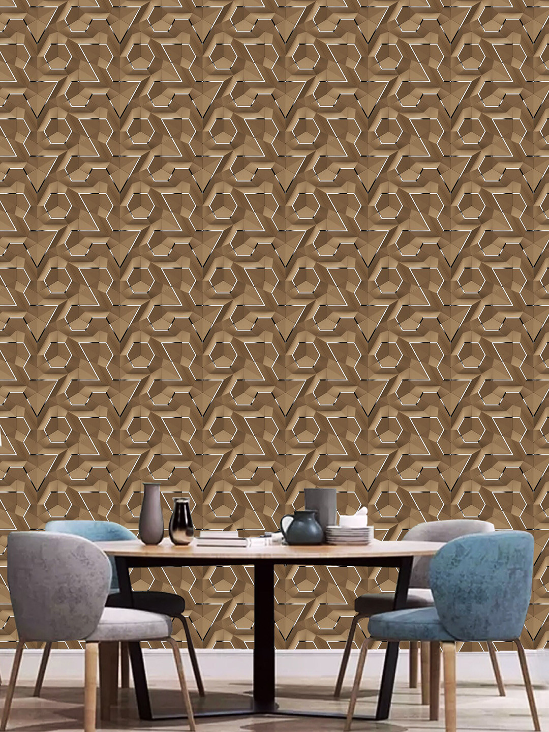 WallDaddy Brown Abstract Designed Self Adhesive Wallpaper For Wall