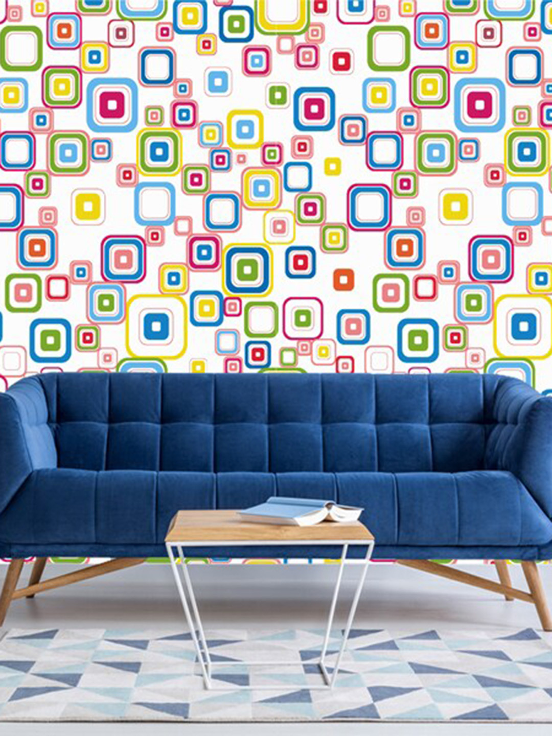 WallDaddy White & Pink Geometric Designed Self Adhesive Wallpaper For Wall