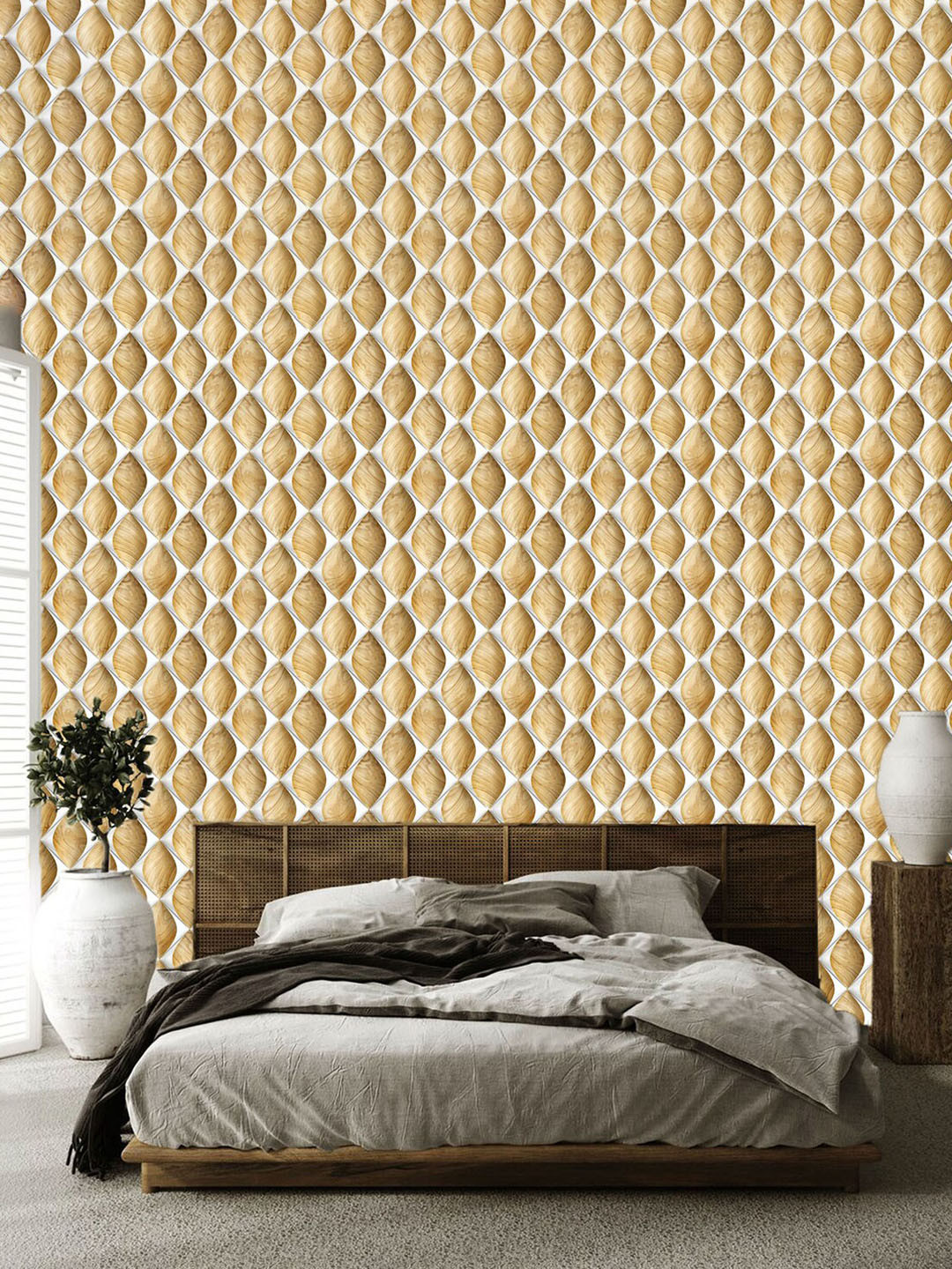 WallDaddy White & Brown Abstract Designed Water Resistant Self Adhesive Wallpaper