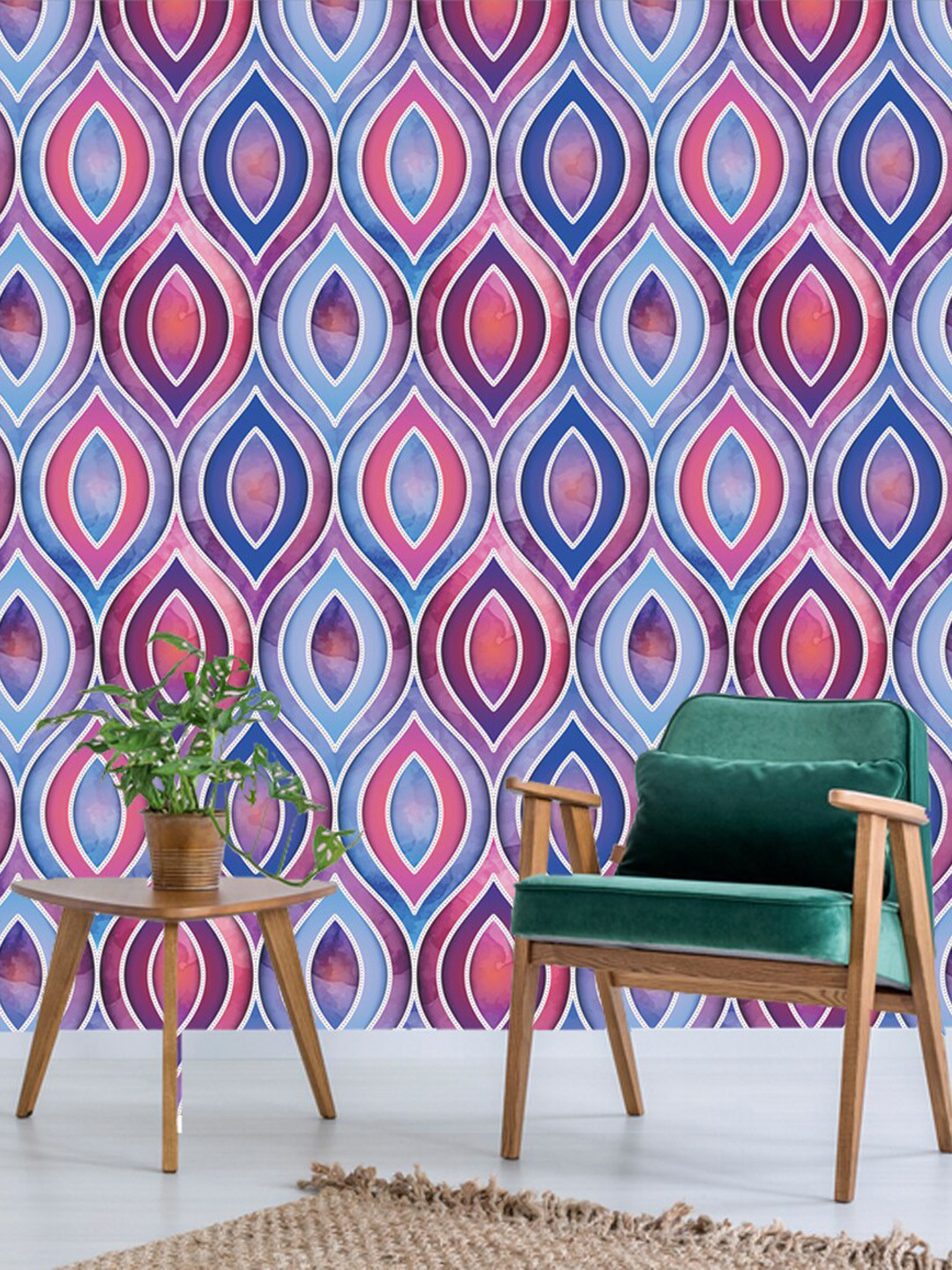 WallDaddy Blue & Pink Ethnic Printed Self Adhesive Wallpaper