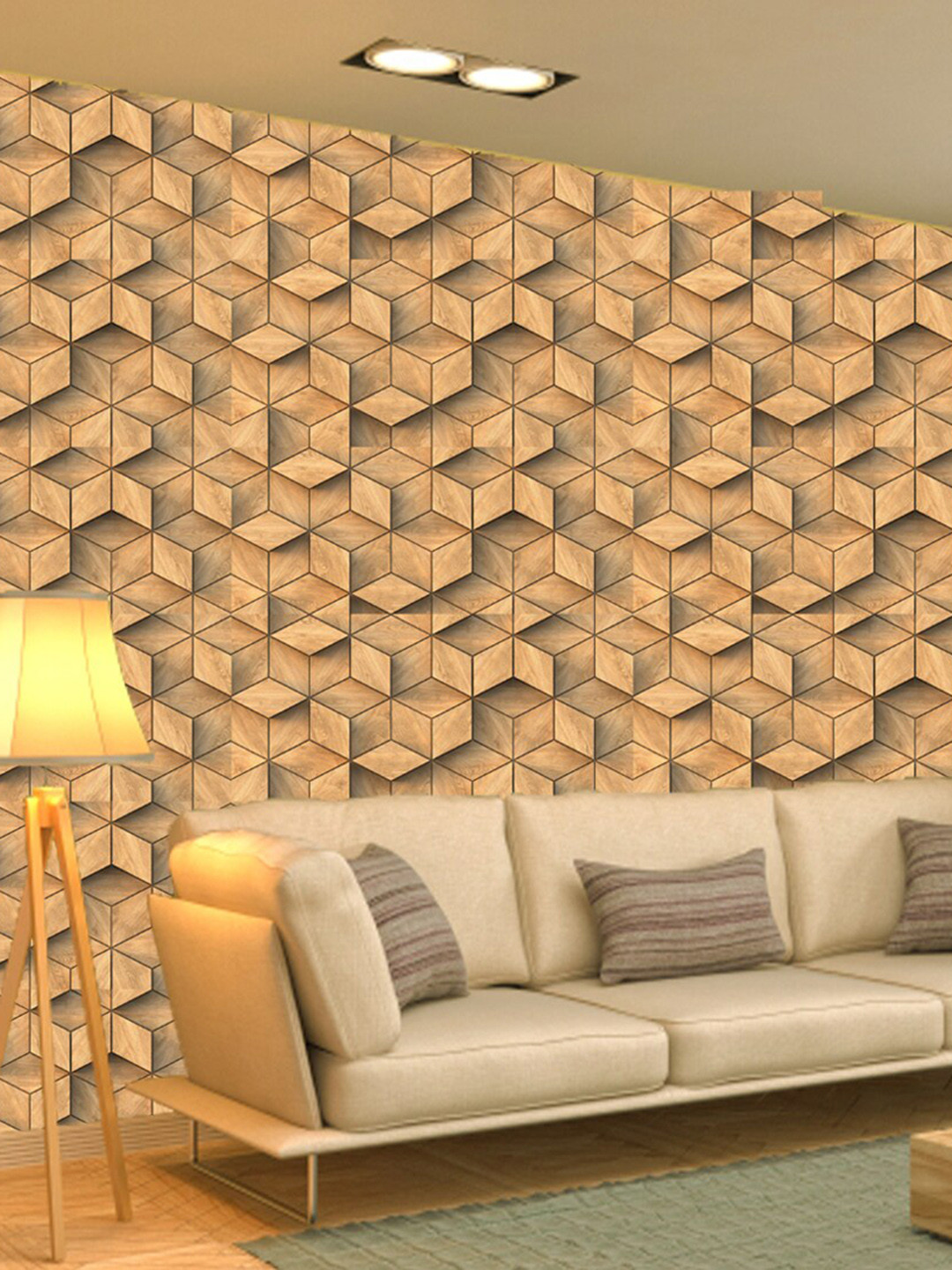 WallDaddy Brown Geometric Designed Self Adhesive Wallpaper For Wall