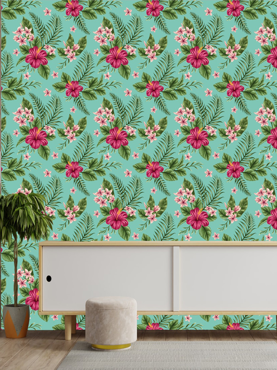 WallDaddy Green Floral Designed Self Adhesive Wallpaper For Wall