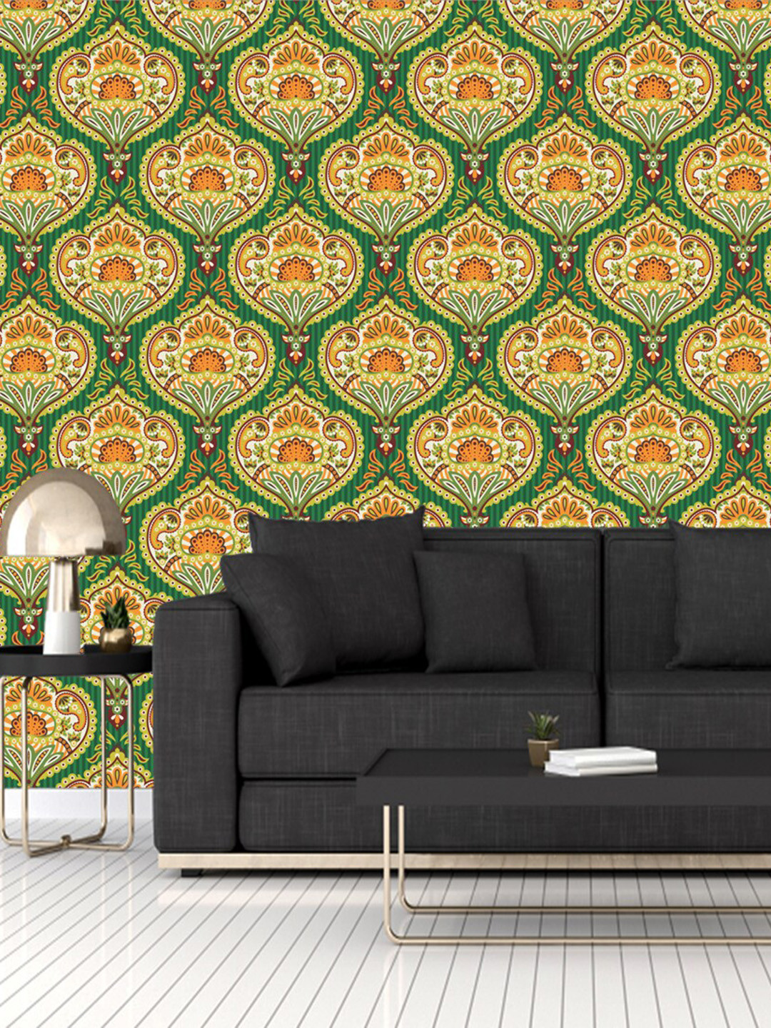 WallDaddy Green & Yellow Ethnic Designed Self Adhesive Wallpaper
