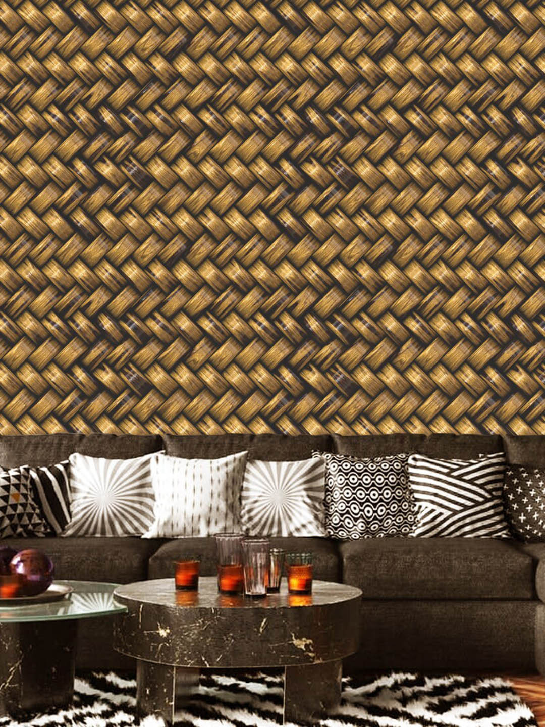 WallDaddy Brown Geometric Designed Self Adhesive Wallpaper For Wall