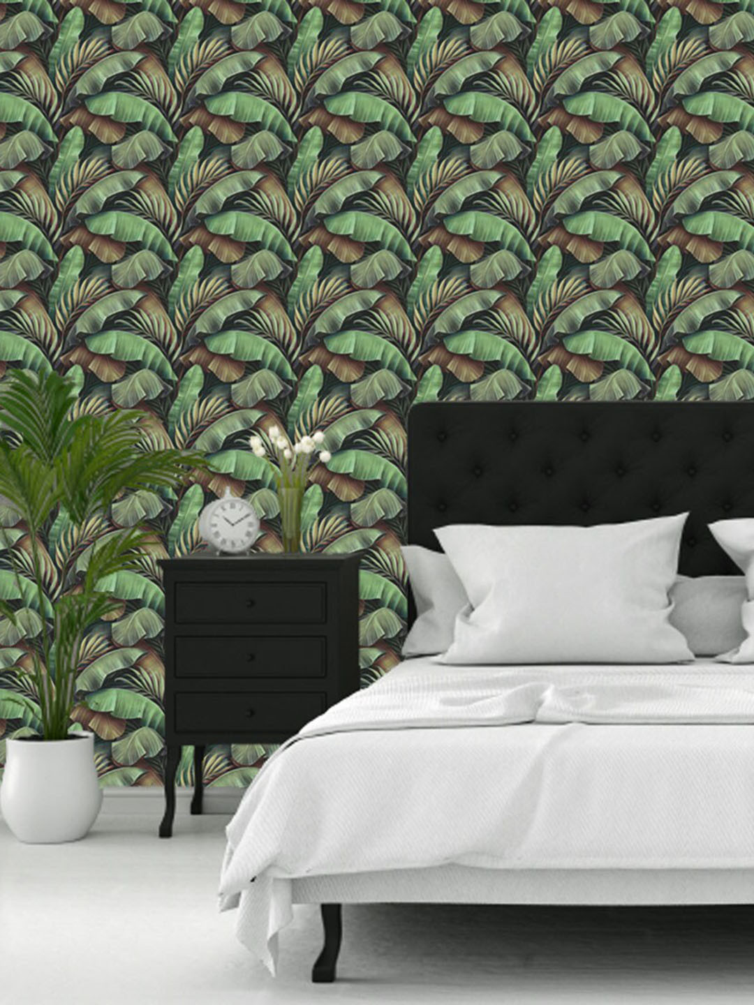WallDaddy Green & Brown Leaf Designed Waterproof Self Adhesive Wallpaper