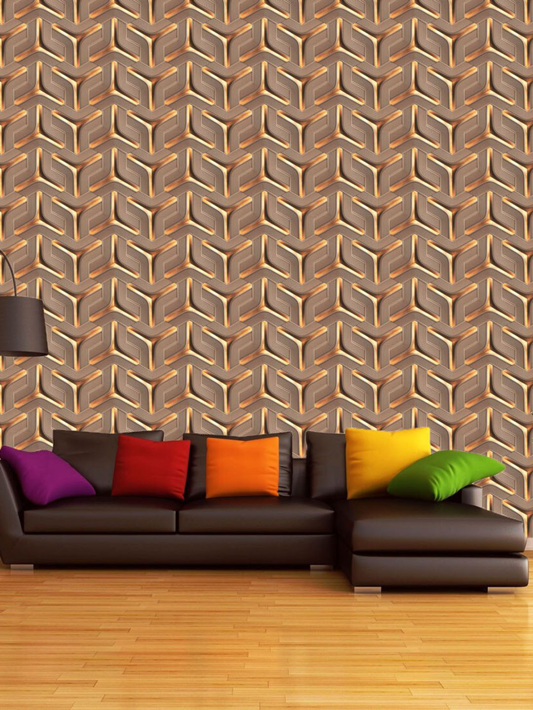 WallDaddy Brown Abstract Designed Self Adhesive Wallpaper