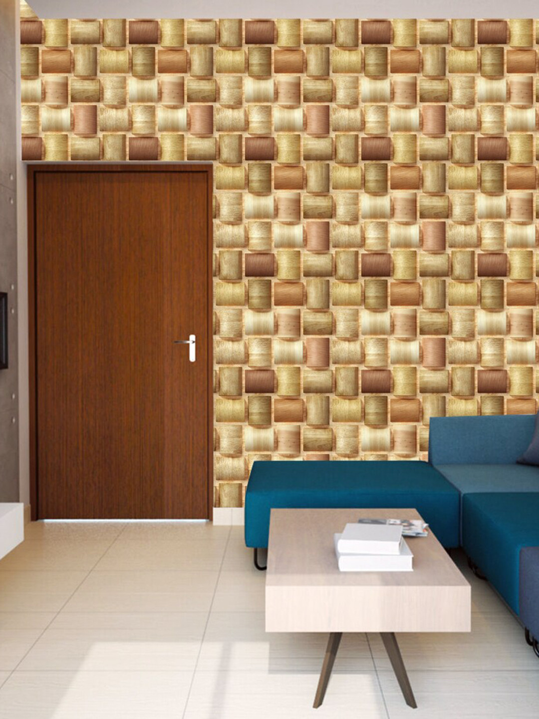 WallDaddy Brown Geometric Designed Self Adhesive Wallpaper