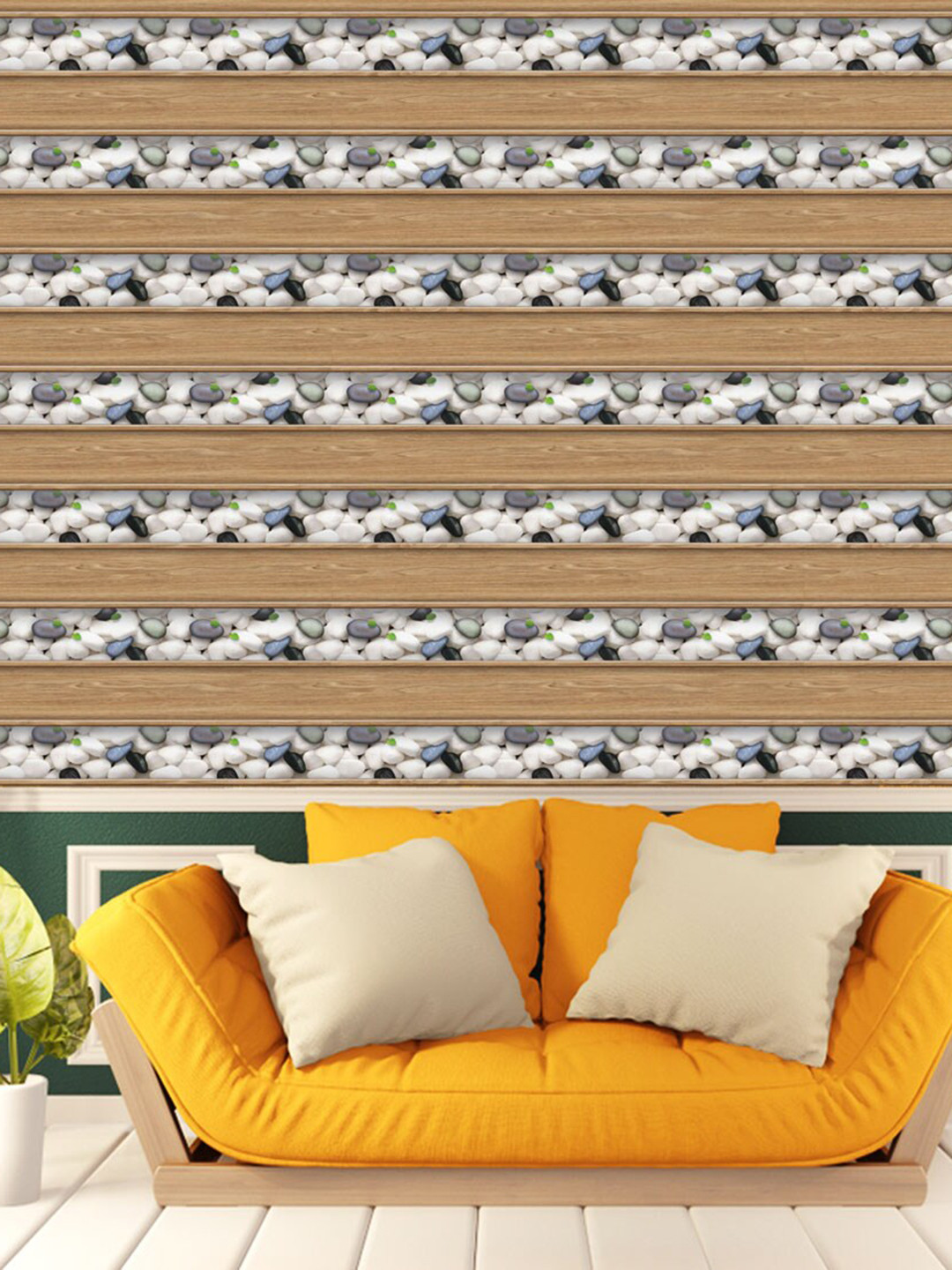 WallDaddy Brown Marble Shelf Designed Waterproof Self Adhesive Wallpaper