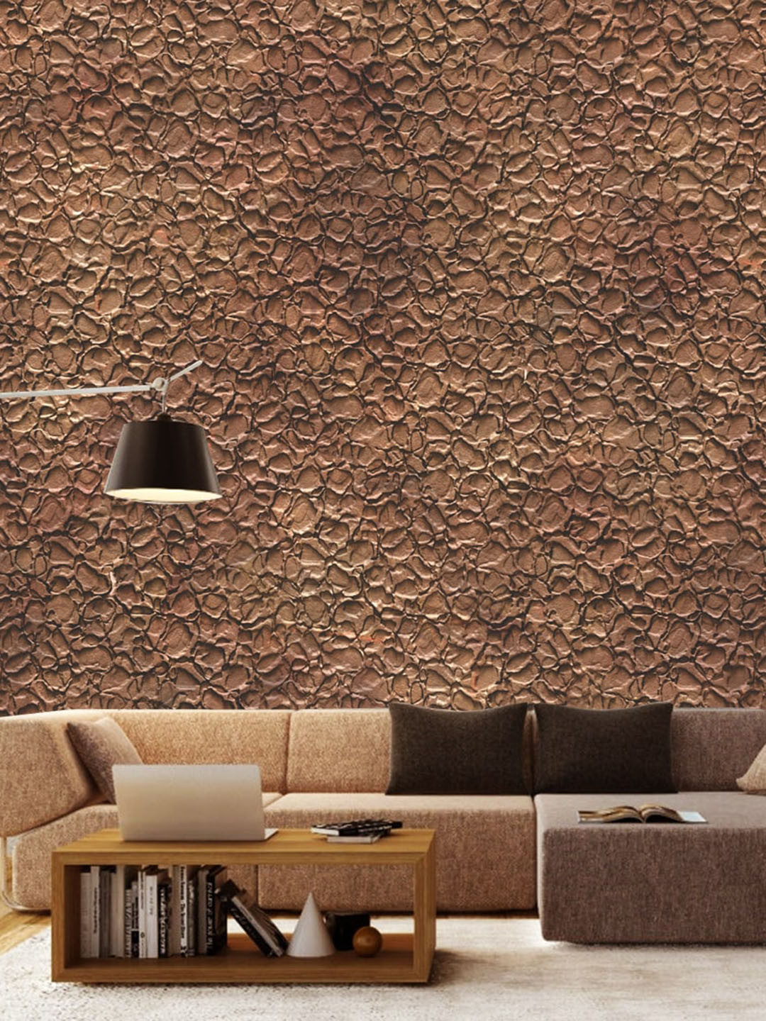 WallDaddy Brown Khurdura Designed Self Adhesive Wallpaper